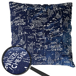 Decoshop26 Coussin bleu brillant motif écriture 45x45 cm déhoussable DEC04070