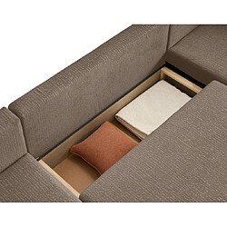 Avis Bestmobilier Topaze - canapé panoramique en U - 7 places - convertible avec coffre - en tissu velours relief