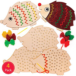 Baker Ross Kits de Tissage hérissons en Bois (Paquet de 4) - Loisirs créatifs pour Enfants