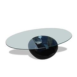 Maison Chic Table basse pour salon | Table à café avec dessus de table en verre ovale Noir brillant -GKD87836