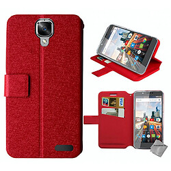 Htdmobiles Housse etui portefeuille pour Archos 55 Helium 4 Seasons + film ecran - ROUGE