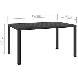 Maison Chic Table de jardin | Table d'extérieur Noir 150 x 90 x 74 cm Aluminium et WPC -GKD17915 pas cher