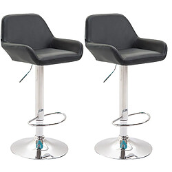 Decoshop26 Lot de 2 tabourets de bar repose-pieds en forme d'arc en métal chromé assise en PVC noir 10_0004024