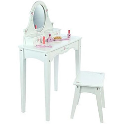 Bigjigs Toys Coiffeuse blanche en bois avec tabouret