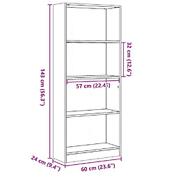 vidaXL Bibliothèque chêne sonoma 60x24x143 cm bois d'ingénierie pas cher