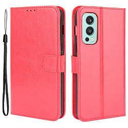 Htdmobiles Housse pour OnePlus Nord 2 5G - etui coque pochette portefeuille + film ecran - ROUGE