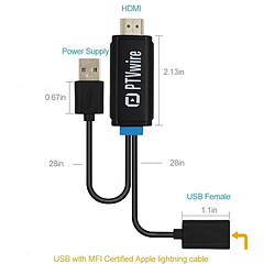 Wewoo Pour iPhone / iPad, Support noir iOS 7.0 et ci-dessus CA04F USB 2.0 Mâle + USB 2.0 Femelle vers HDMI 1.4 HDTV Câble Adaptateur AV pas cher