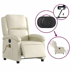 Maison Chic Fauteuil Relax pour salon, Fauteuil de massage inclinable électrique crème similicuir -GKD13318 pas cher