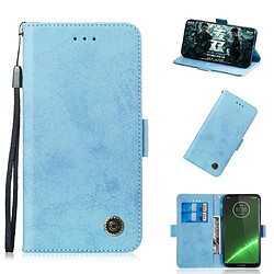 Wewoo Housse Coque Etui en cuir multifonctionnel avec rabat horizontal et fente pour carte Motorola G7 Play bleu ciel