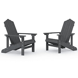 vidaXL Chaises de jardin Adirondack lot de 2 PEHD Anthracite