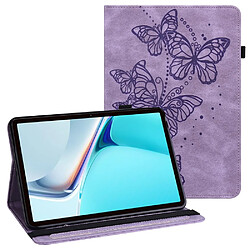 Etui en PU motif papillons avec porte-cartes violet pour votre Huawei MatePad 11 (2021)