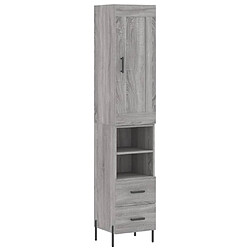 vidaXL Buffet haut Sonoma gris 34,5x34x180 cm Bois d'ingénierie