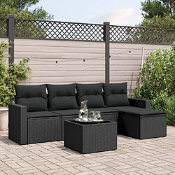 Maison Chic Salon de jardin 6 pcs avec coussins | Ensemble de Table et chaises | Mobilier d'Extérieur noir résine tressée -GKD99181