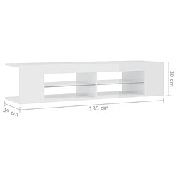 vidaXL Meuble TV avec lumières LED blanc brillant 135x39x30 cm pas cher