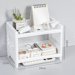 Universal Organiseur de bureau en plastique double, simple étagère de rangement de débris, petite étagère de rangement de papeterie pour dortoir.