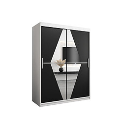 Abiks Meble Armoire Boliwia à portes coulissantes 200/150/62 2 portes (blanc/noir)