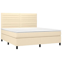 Avis Maison Chic Lit adulte- Lit + matelas,Sommier à lattes de lit et matelas et LED Crème 160x200cm Tissu -GKD12653