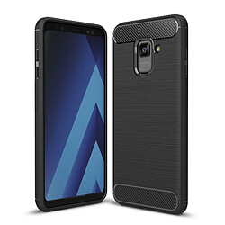 Wewoo Coque noir pour Samsung Galaxy A8 2018 Texture en fibre de carbone brossé antichoc TPU étui de protection