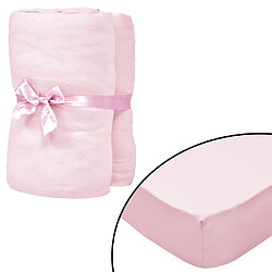 vidaXL Drap-housse pour berceaux 4 pcs Jersey de coton 60x120 cm Rose