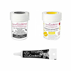 Scrapcooking 2 colorants alimentaires jaune-noir + Stylo glaçage noir