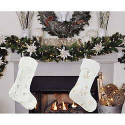 C225 2PCS Décoration de Noël Grand Chaussettes de Noël en peluche Chaussettes de Noël Broderie Chaussettes Chaussettes Pendentif Cheminée Pendentif