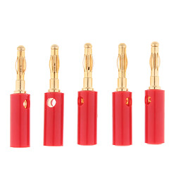 5pcs 4mm plaqué or haut-parleur fil test de connecteur banane audio connecteur rouge pas cher