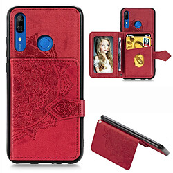 Wewoo Coque Pour Huawei P Smart Z Mandala Embossed Magnetic Cloth PU + TPU + PC Case with Holder & Card Slots & Wallet & Photo Frame & Strap Red