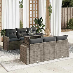 vidaXL Salon de jardin avec coussins 7 pcs gris résine tressée