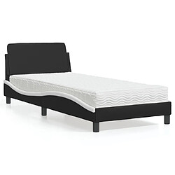 Avis Vidaxl Lit avec matelas noir et blanc 90x200 cm similicuir