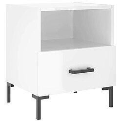 Maison Chic Table de chevet,Table de Nuit,Meuble de Rangement blanc brillant 40x35x47,5 cm bois d’ingénierie