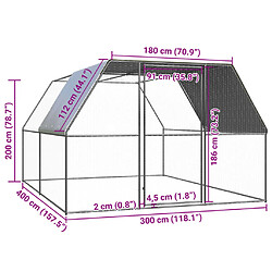 Acheter vidaXL Poulailler d'extérieur 3x4x2 m Acier galvanisé