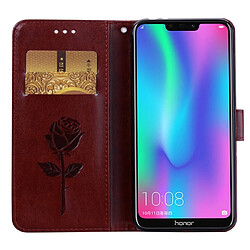 Wewoo Housse Coque Étui en cuir PU à rabat horizontal relief rose pour Huawei Honor 8Cavec support et fentes cartes et portefeuille marron pas cher