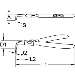 KS TOOLS 119.2062 Pince à Circlips extérieur coudée à 90°, L.210 mm pas cher