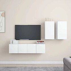 Maison Chic Ensemble de meubles TV 4 pcs | Banc TV Moderne pour salon | Meuble de Rangement - Blanc Aggloméré -MN17821