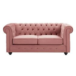 Vente-Unique Canapé 2 places en velours rose pastel CHESTERFIELD