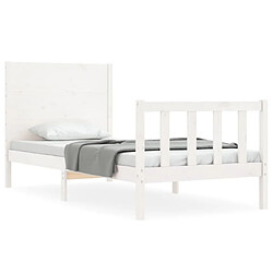 Maison Chic Cadre/structure de lit et tête de lit pour adulte - Lit Moderne Chambre blanc 100x200 cm bois massif -MN56837