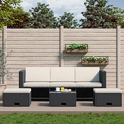 Maison Chic Salon de jardin 4 pcs + coussins - Mobilier/Meubles de jardin - Table et chaises d'extérieur Résine tressée Noir -MN41543