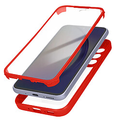 Avizar Coque 360° pour Galaxy A54 5G Dos Rigide Protection Écran Souple Contour Rouge