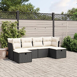 Maison Chic Ensemble Tables et chaises d'extérieur 6pcs avec coussins,Salon de jardin noir résine tressée -GKD636245