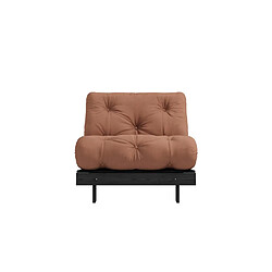 Avis Inside 75 Fauteuil convertible futon ROOTS pin laqué noir matelas 90 x 200 cm coloris brun argile