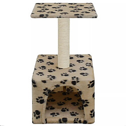 Helloshop26 Arbre à chat griffoir grattoir niche jouet animaux peluché en sisal 55 cm beige motif de pattes 3702074