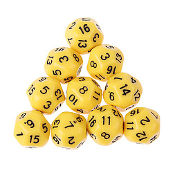 10pcs 16 faces d16 14mm acrylique opaque dés pour jeu de rôle rpg jaune pas cher