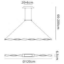 Luminaire Center Suspension LED intégré Madagascar Sable blanc 60 Cm