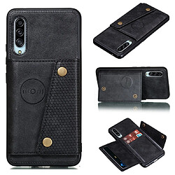 Wewoo Coque Rigide Pour Galaxy A90 5G Etui de protection magnétique antichoc PU + TPU avec fentes cartes Noir