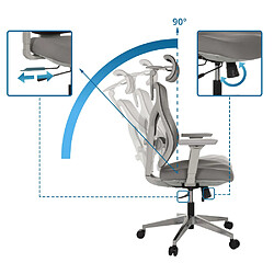 Chaise de bureau / fauteuil de direction CASSILIS W assise tissu / dossier résille gris hjh OFFICE