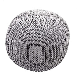 Decoshop26 Tabouret repose pieds pouf aspect tricot à grosse maille 40x50cm gris TABO04007