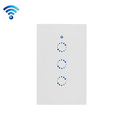 Wewoo Interrupteur connecté sans fil Touch mural en verre trempé 3 voies, 3 3 voies tactile Smart Home, compatible avec Alexa et Google CA 90V-250V 2A, prise US