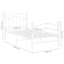 vidaXL Cadre de lit sans matelas blanc métal 100x200 cm pas cher