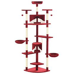 vidaXL Arbre à chat avec griffoirs en sisal 203 cm Rouge et Blanc