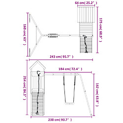 vidaXL Aire de jeux d'extérieur bois massif de douglas pas cher